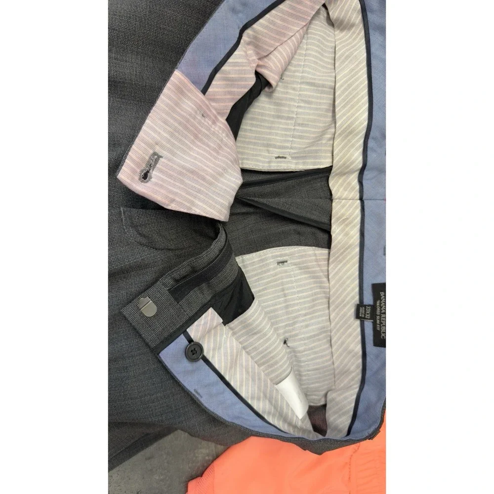 Banana Republic Dress Pants‎ Mens 33x32 Grey 100% Wool Tailored Slim Fit Classic